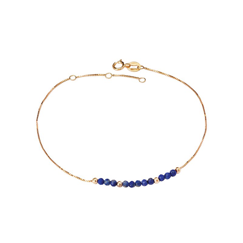 Luxora Italian 14kt Gold & Lapis Chain Bracelet - Adjustable 6.5 to 7.5 inches