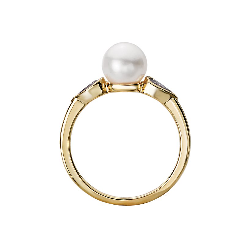 14K Yellow Gold Amethyst and Pearl Fashion Ring - Luxora Collection