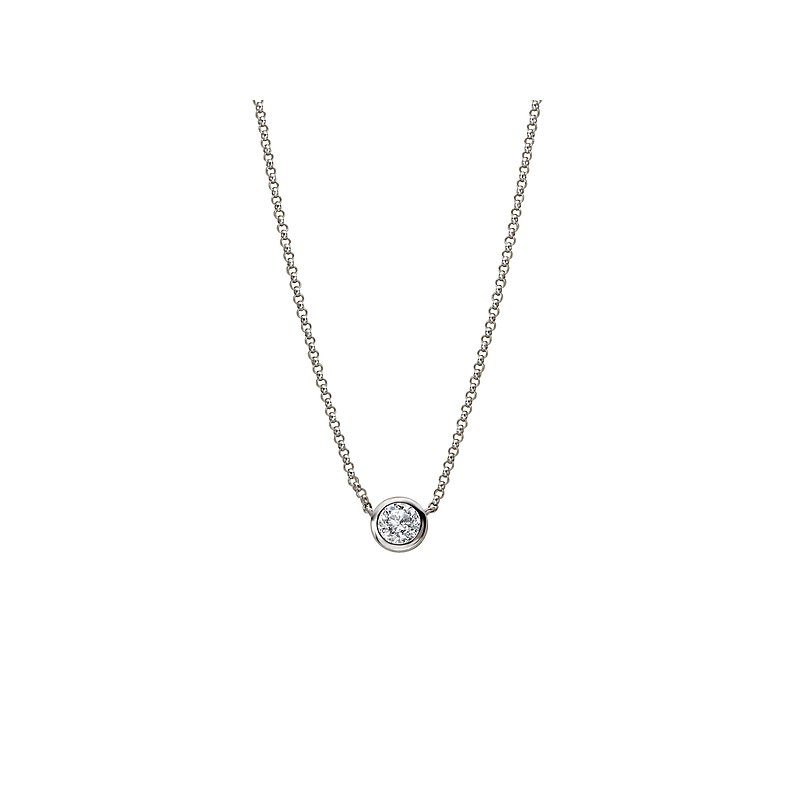 Luxora 14K White Gold Diamond Round Pendant Necklace