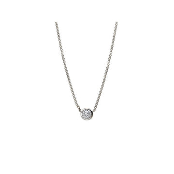 Luxora 14K White Gold Diamond Round Pendant Necklace