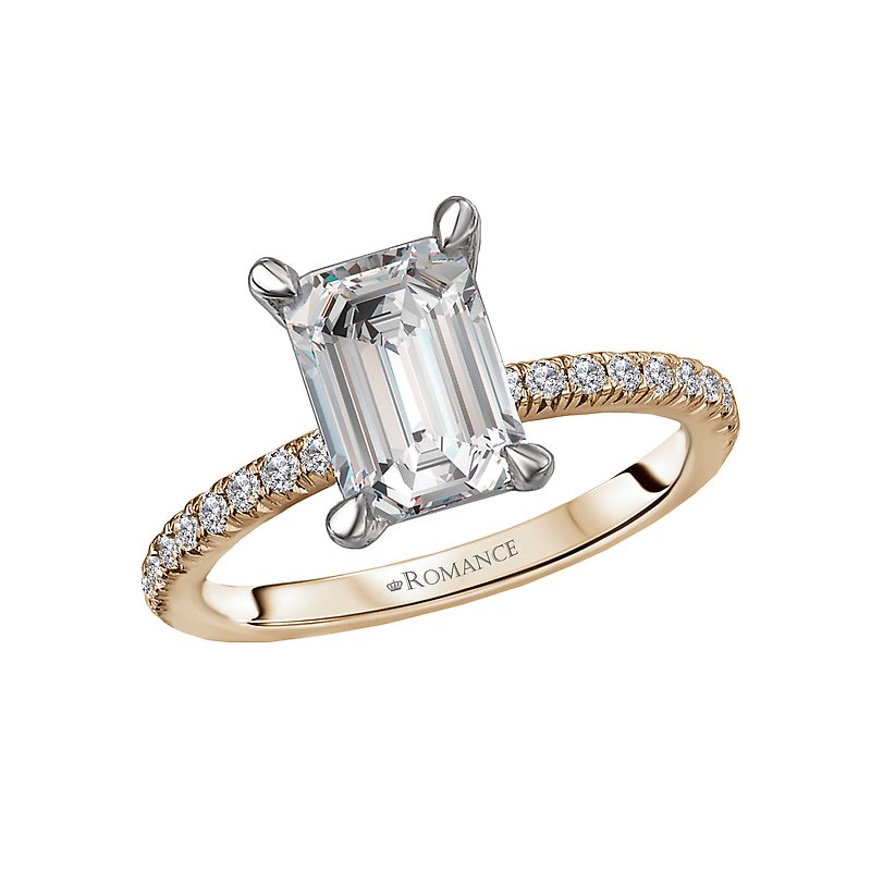 Orbelle 14K White Gold French Pave Diamond Engagement Semi-Mount Ring