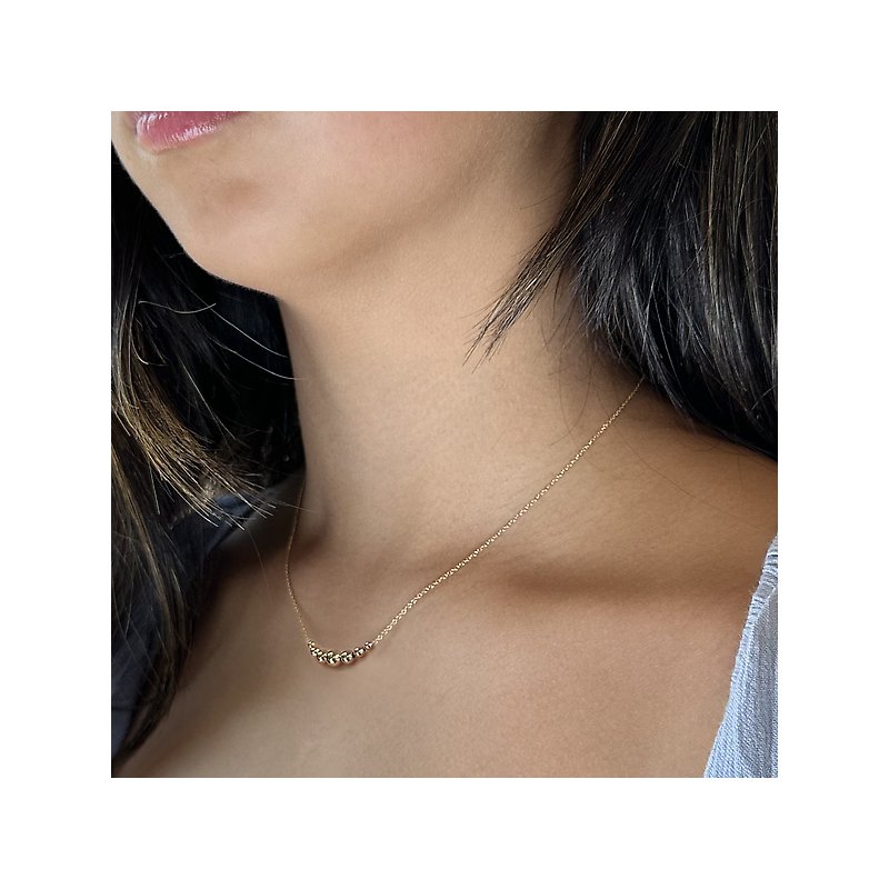 Luxora Italian 14kt Yellow Gold Bead Necklace | Adjustable Lariat Style