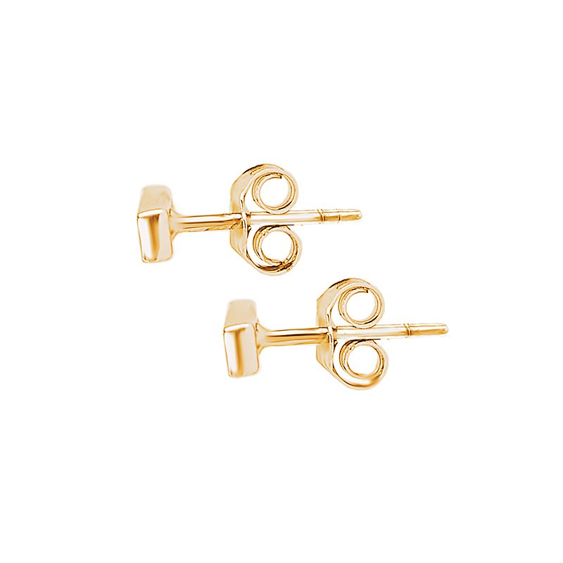 Luxora 14K Yellow Gold Round Diamond Bar Stud Earrings