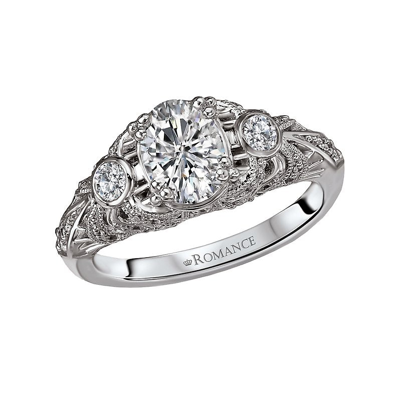 Vintage Orbelle 18K White Gold Semi-Mount Diamond Ring