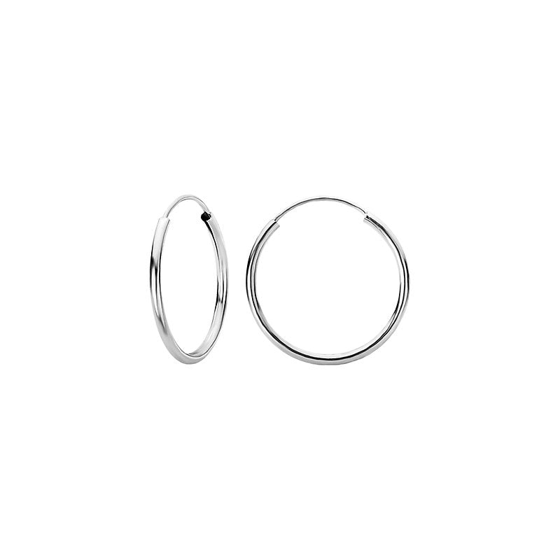 Luxora 14K White Gold Fashion Hoop Earrings 18x1.5mm
