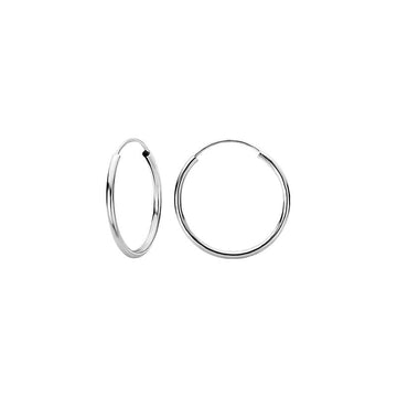 Luxora 14K White Gold Fashion Hoop Earrings 18x1.5mm