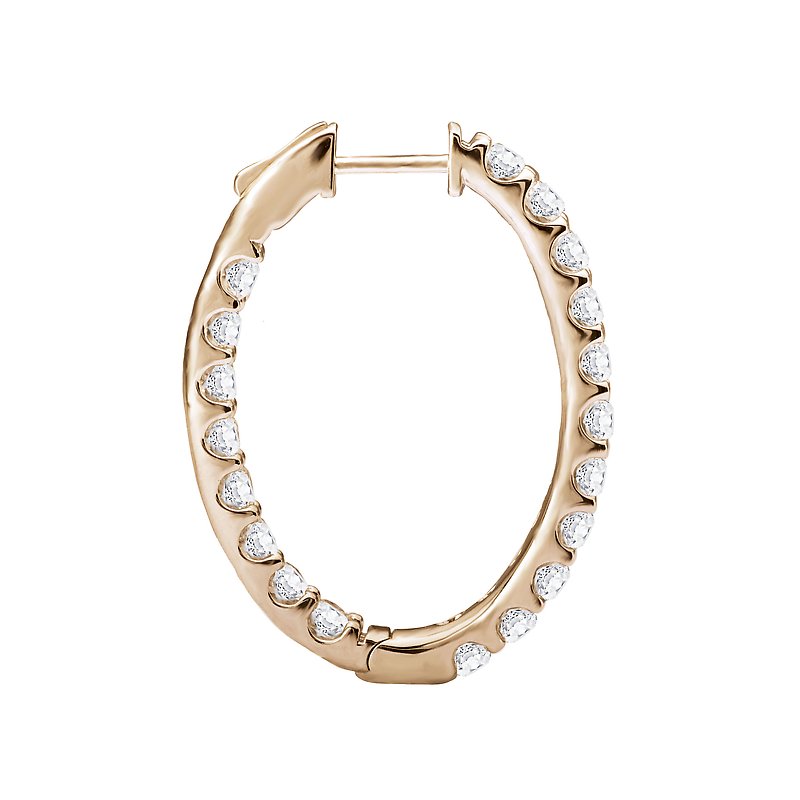 Luxora 14K Yellow Gold Diamond Oval Hoop Earrings