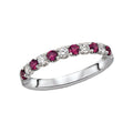 Luxora 14K White Gold Ruby and Diamond Stackable Ladies Fashion Ring