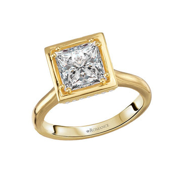 Orbelle Hidden Halo Princess Cut Semi-Mount Engagement Ring in 14K Yellow Gold