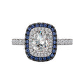 Orbelle Lab Grown Diamond Halo Semi Mount Engagement Ring with Diamond and Sapphire
