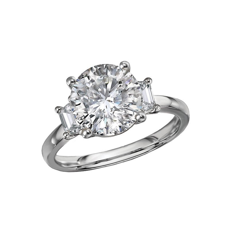 Chic 3-Stone Lab Grown Diamond Engagement Ring in 14K White Gold