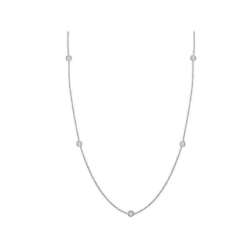 Luxora 14K White Gold Round Diamond Fashion Necklace