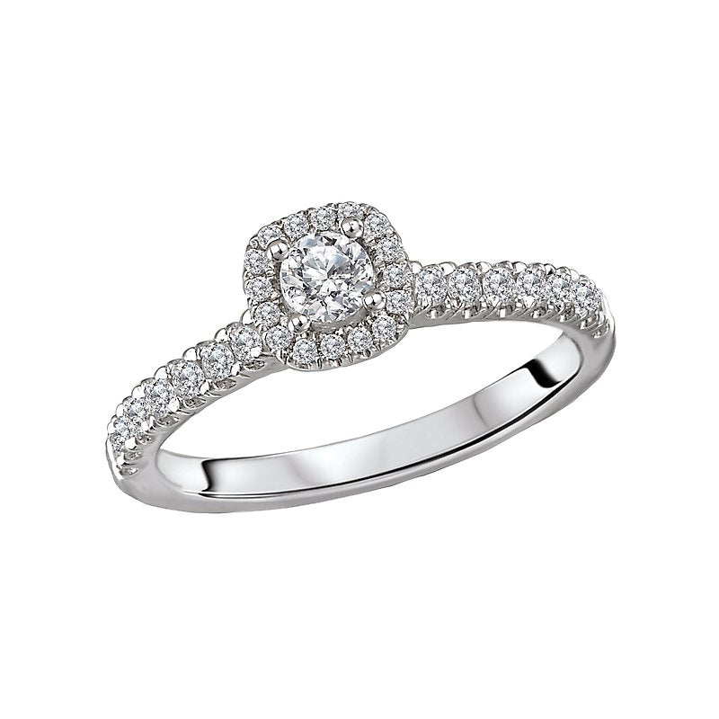 Glemera Halo Diamond Semi-Mount Engagement Ring in 14K White Gold