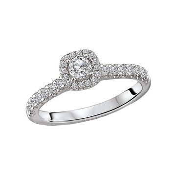 Glemera Halo Diamond Semi-Mount Engagement Ring in 14K White Gold