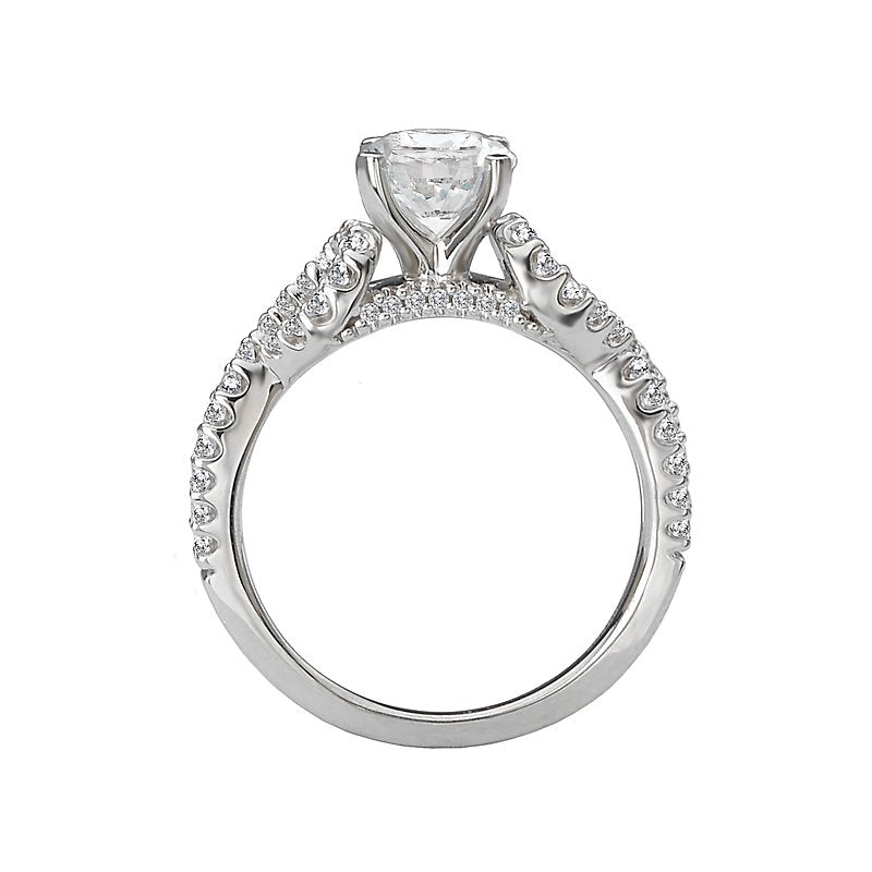 Glemera Bandora Diamond Split Shank Semi-Mount Ring in 14K White Gold