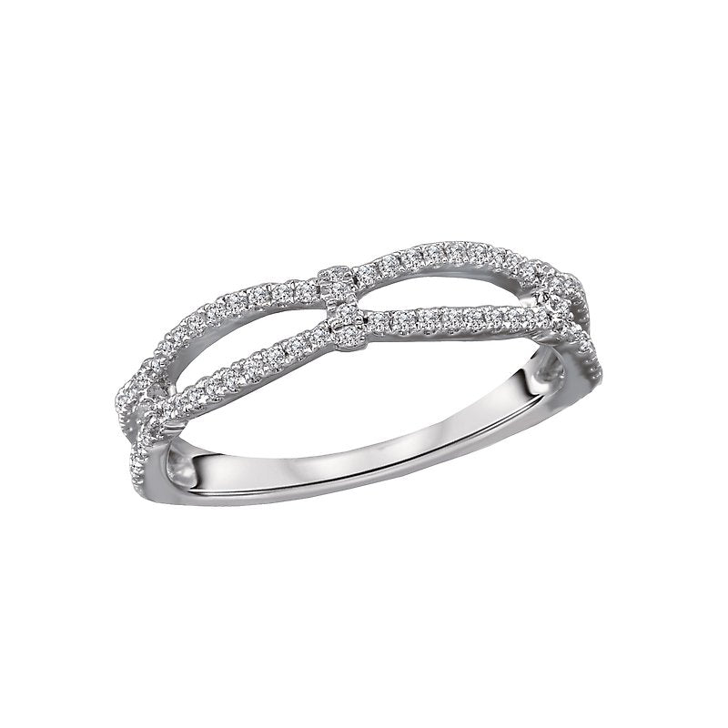 Luxora 14K White Gold Diamond Wedding Band - Classic Round Cut Ladies Fashion Ring