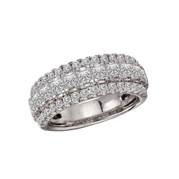 Luxora Triple Row Diamond Fashion Band - 14kt White Gold Ring