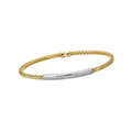 Luxora Ladies Fashion Diamond Bar Cuff Bracelet - 14kt Yellow Gold Italian Wave Bangle with Round Diamonds