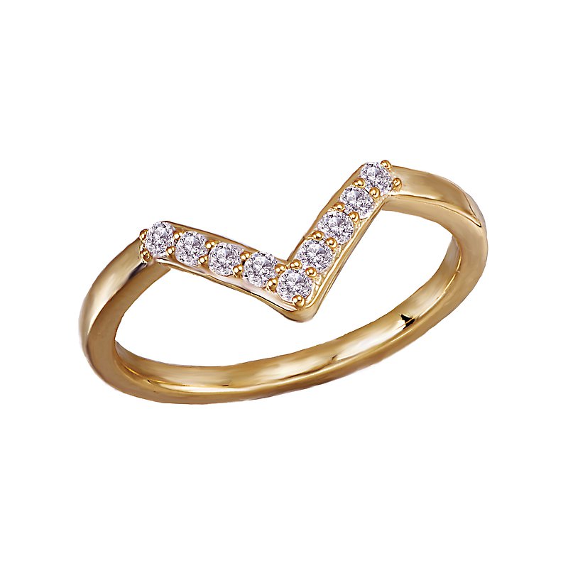 Luxora 14K Yellow Gold V-Shaped Ladies Fashion Diamond Ring