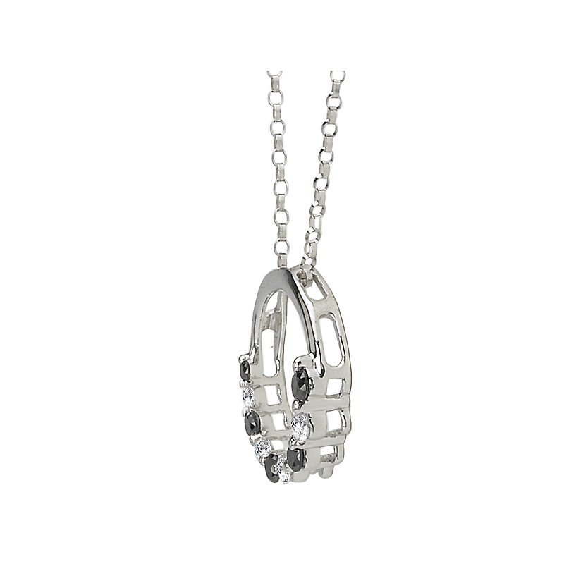 Luxora 14kt White Gold Round Journey Pendant with Black and White Diamonds