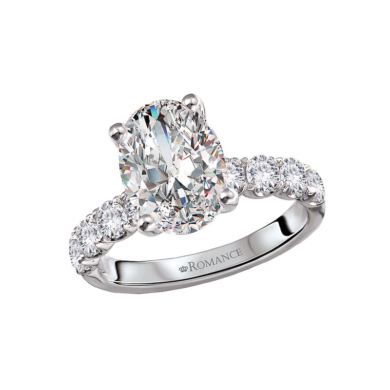 Orbelle Diamond Band Semi-Mount Engagement Ring | Bandora 14K White Gold Oval Stone Setting
