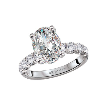 Orbelle Diamond Band Semi-Mount Engagement Ring | Bandora 14K White Gold Oval Stone Setting