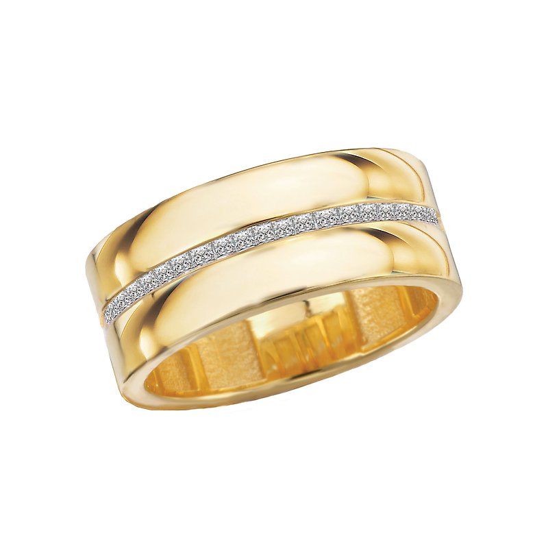 Luxora 14K Yellow Gold Wide Band Princess Cut Diamond Ring