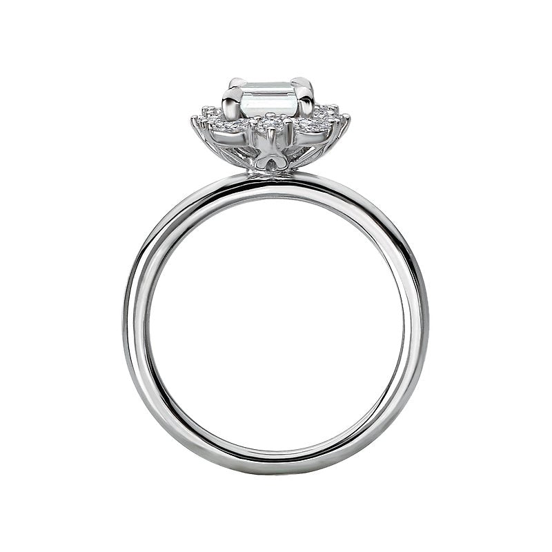 Orbelle 14K White Gold Diamond Halo Engagement Ring Semi-Mount for 7x5mm Emerald Cut Diamond