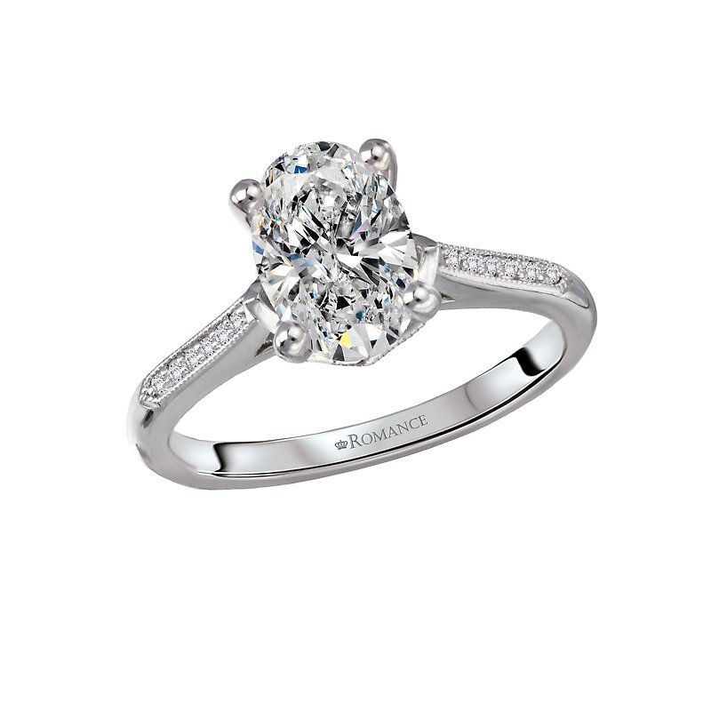 Orbelle Art Deco Diamond Engagement Ring - 14K White Gold Oval Semi-Mount