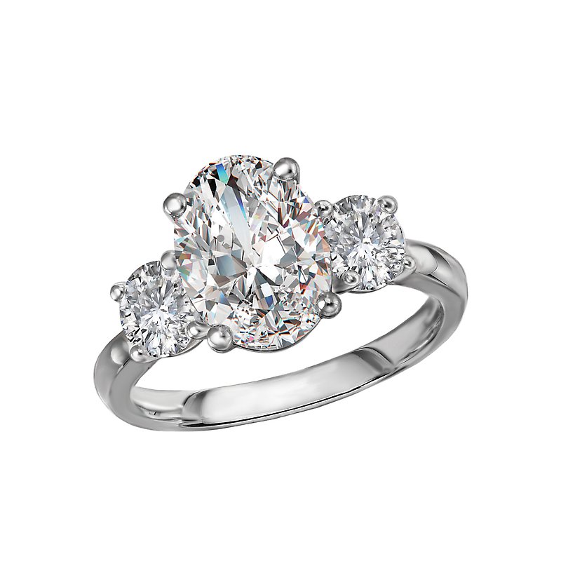 Chic 14K White Gold 3-Stone Lab Grown Diamond Engagement Ring Semi-Mount