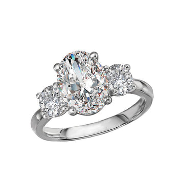 Chic 14K White Gold 3-Stone Lab Grown Diamond Engagement Ring Semi-Mount