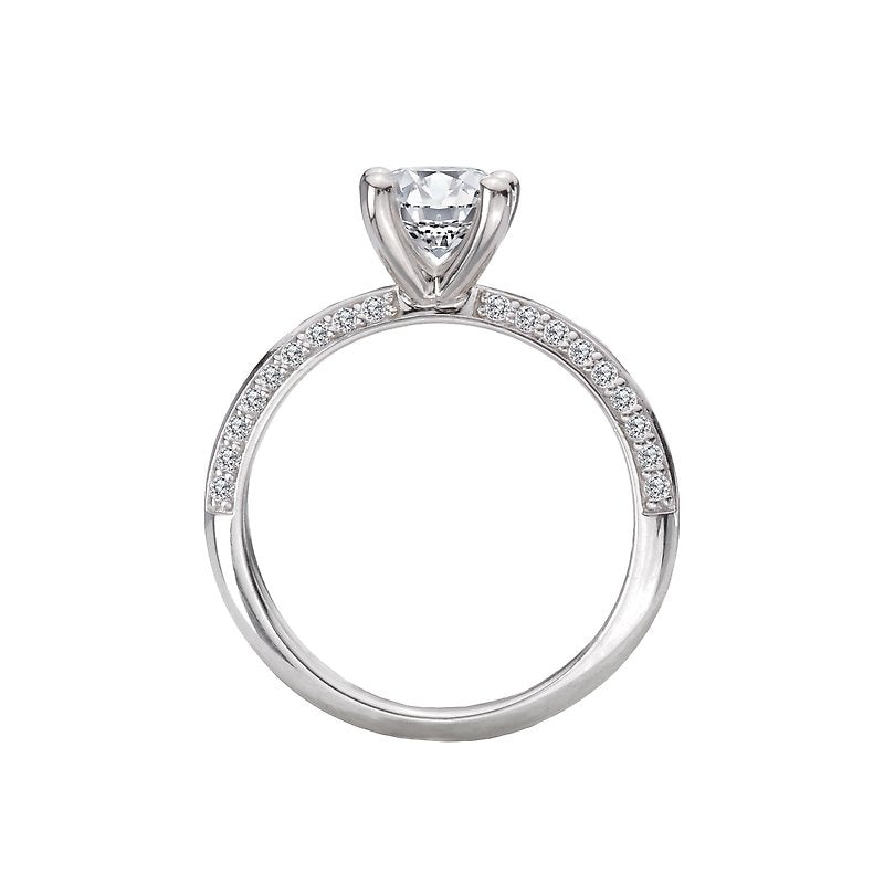 Orbelle Knife Edge Banded Diamond Engagement Ring | 14K White Gold