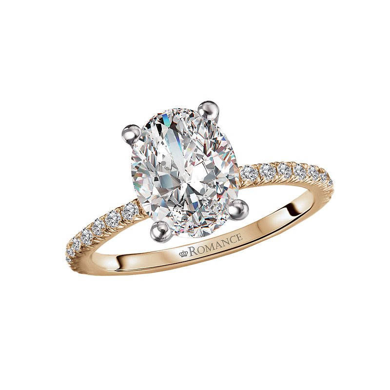 Orbelle 14K Yellow Gold French Pave Diamond Engagement Semi-Mount Ring