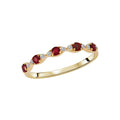 Luxora Ladies Fashion Ruby Ring - 14K Yellow Gold Round Ruby and Diamond Ring