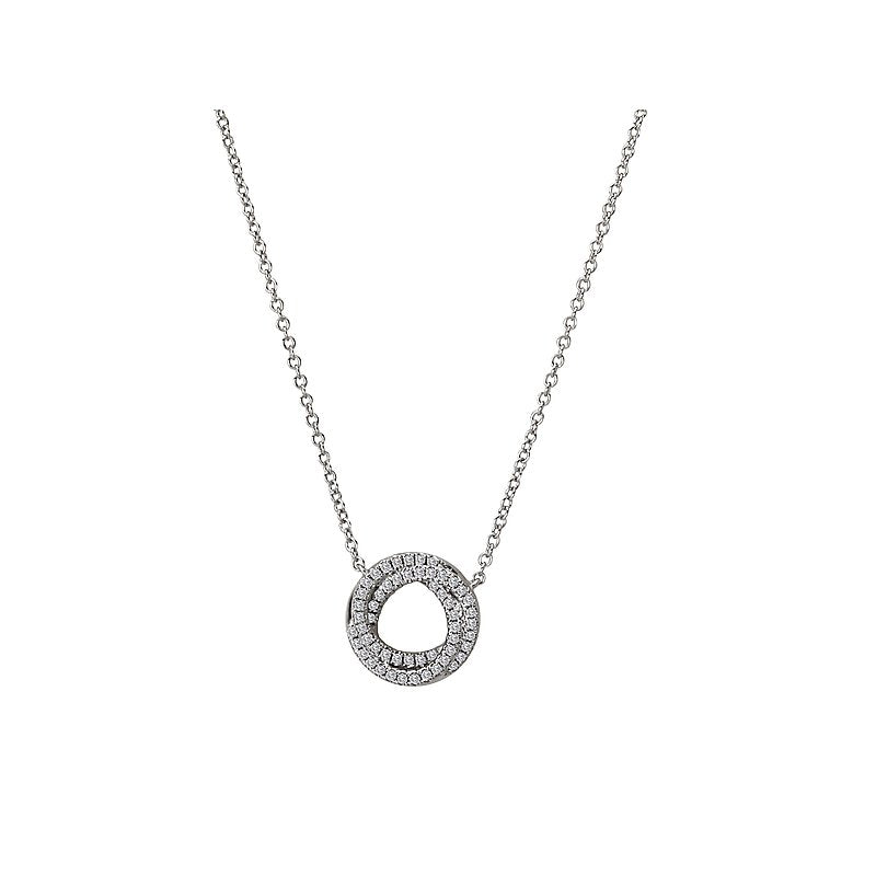 Luxora 14K White Gold Diamond Circle Pendant Necklace