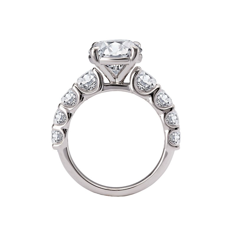 Orbelle Lab Grown Diamond Band Semi-Mount Engagement Ring - Bandora 14K White Gold Round Stone