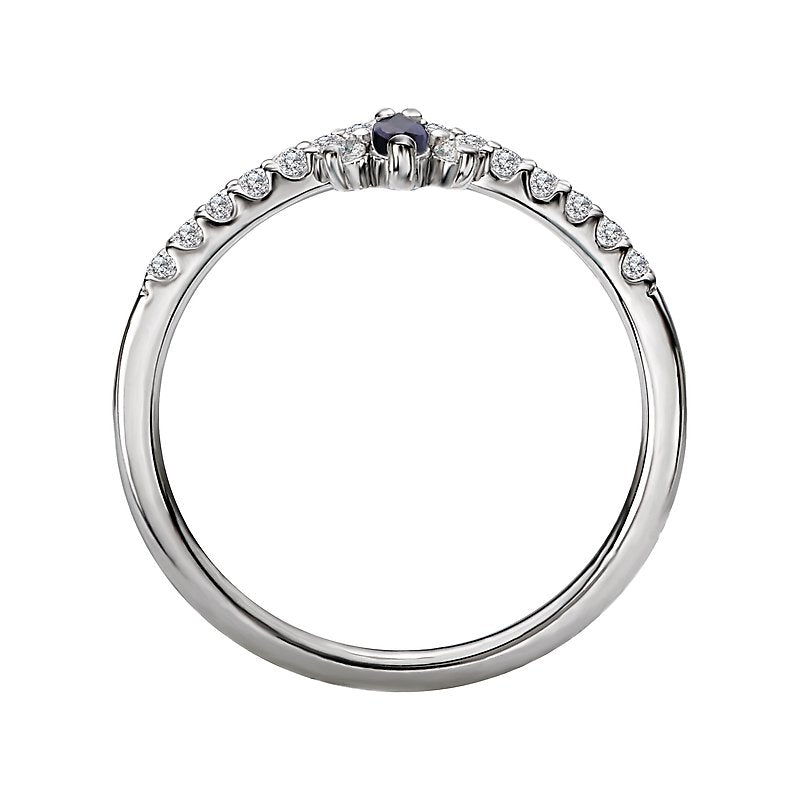Luxora Diamond Nesting Wedding Band - 14K White Gold with Marquise Sapphire and Round Diamonds