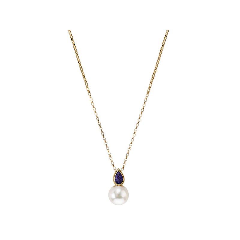 Luxora 14kt Yellow Gold Amethyst and Freshwater Pearl Necklace