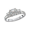 Orbelle 3 Stone Semi-Mount Lab Grown Diamond Ring | Cushion Shape | 14K White Gold