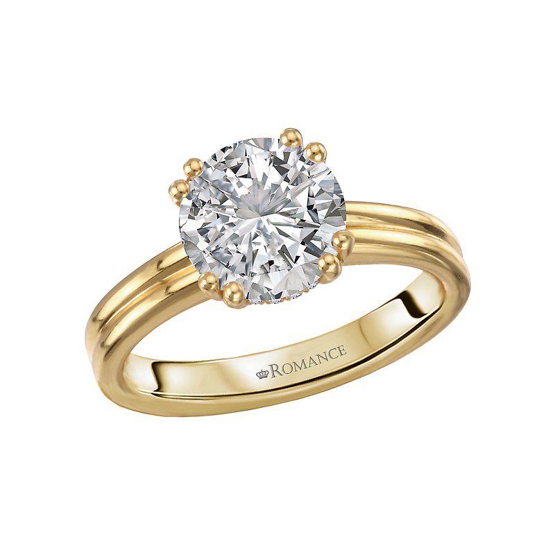 14K Yellow Gold Double Band Diamond Engagement Ring