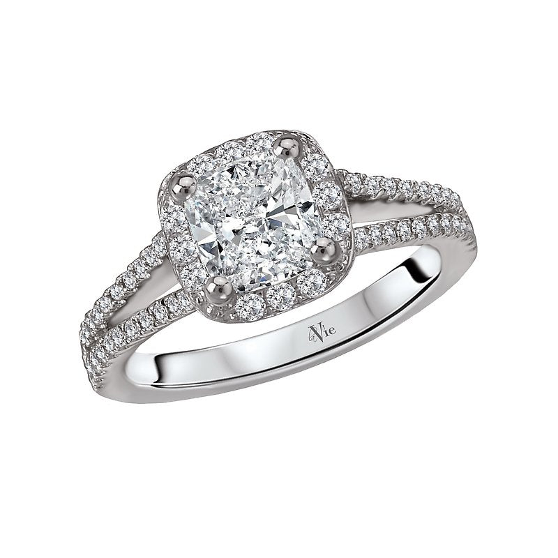 Glemera Halo Diamond Ring Semi-Mount in 14K White Gold