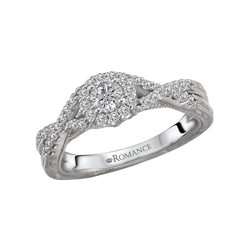 Orbelle Petite Halo Semi-Mount Diamond Ring in 14K White Gold
