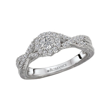Orbelle Petite Halo Semi-Mount Diamond Ring in 14K White Gold