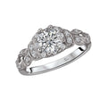 Glemera Vintage White Gold Diamond Ring Semi-Mount for 6.5mm Round Stone