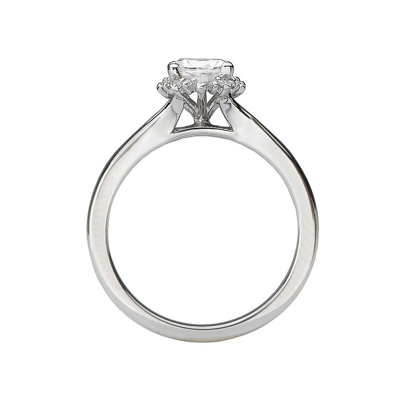 Glemera Oval Halo Split Shank Diamond Ring in 14K White Gold