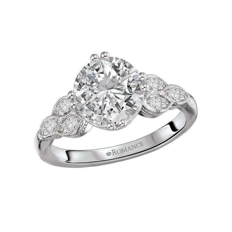 Orbelle Diamond and Milgrain Semi-Mount Engagement Ring - 14K White Gold