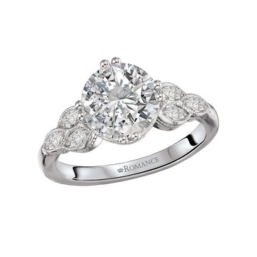 Orbelle Diamond and Milgrain Semi-Mount Engagement Ring - 14K White Gold