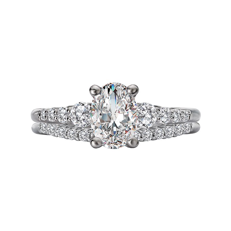 Bandora 14K White Gold Oval Lab Grown Diamond Semi-Mount Engagement Ring