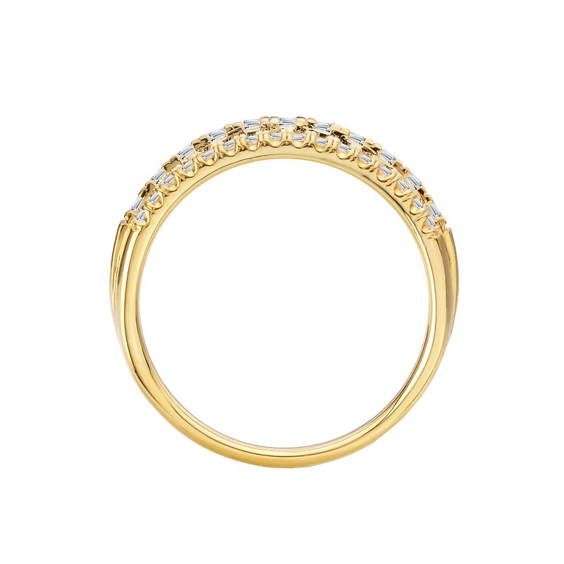 Luxora Triple Row Diamond Fashion Band - 14K Yellow Gold Ring