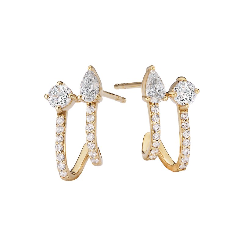 Luxora Lab Grown Diamond Fashion Earrings | 14K Yellow Gold Post Style